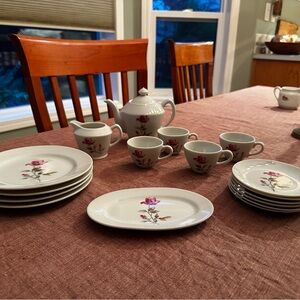 Vintage Child's Moss Rose Tea Set